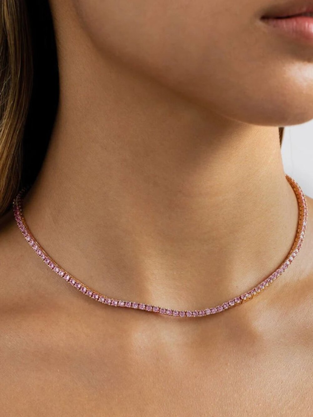 OBJKTS cubic zirconia PINK necklace WORN ONCE 40cm length